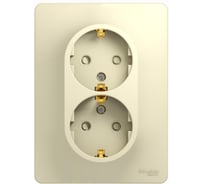 Розетка Systeme Electric 2-м GLOSSA с заземлением, защитные шторки, бежевый SchE GSL000226