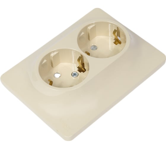 Розетка Systeme Electric 2-м GLOSSA с заземлением, защитные шторки, бежевый SchE GSL000226