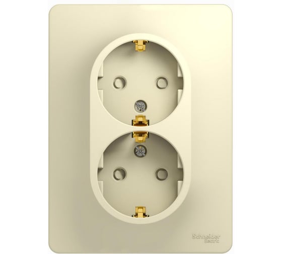 Розетка Systeme Electric 2-м GLOSSA с заземлением, защитные шторки, бежевый SchE GSL000226