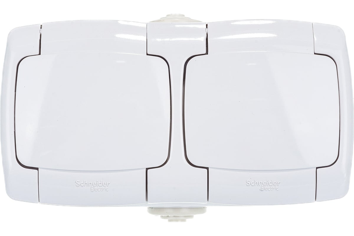 Розетка Systeme Electric 2-м ОП Рондо IP44 с заземлением, защитные ...