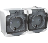 Блок Systeme Electric ОП Этюд IP44 белая, 2-местая розетка с заземлением, защитные шторки SchE PA16-244B