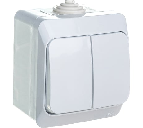 Выключатель Systeme Electric 2-клавишный, ОП Этюд 10А IP44 белый SchE BA10-042B