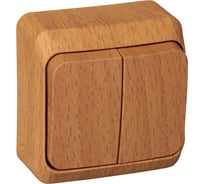 Выключатель 2-клавишный Systeme Electric (Schneider Electric) Этюд Дача, 10 А, бук, арт. BA10-002T