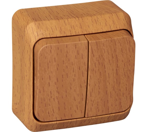 Выключатель 2-клавишный Systeme Electric (Schneider Electric) Этюд Дача, 10 А, бук, арт. BA10-002T