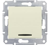 Механизм выключателя Systeme Electric 1-клавишный Sedna с синим индикатором, бежевый SchE SDN1400147