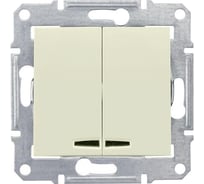 Механизм выключателя Schneider Electri 2-клавишный Sedna с синим индикатором, бежевый SchE SDN0300347