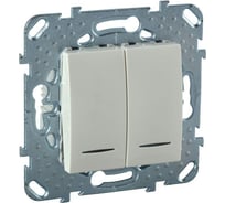 Механизм выключателя Schneider Electric 2-клавишный UNICA с индикатором, бежевый SchE MGU5.0101.25NZD