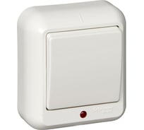 Выключатель Systeme Electric 1-клавишный ОП Прима 6А с индикатором, слоновая кость SchE А16-046 A16-046-S А16-046-с