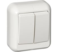 Выключатель Systeme Electric 2-клавишный ОП Прима 6А слоновая кость SchE А56-029 A56-029-S А56-029-с