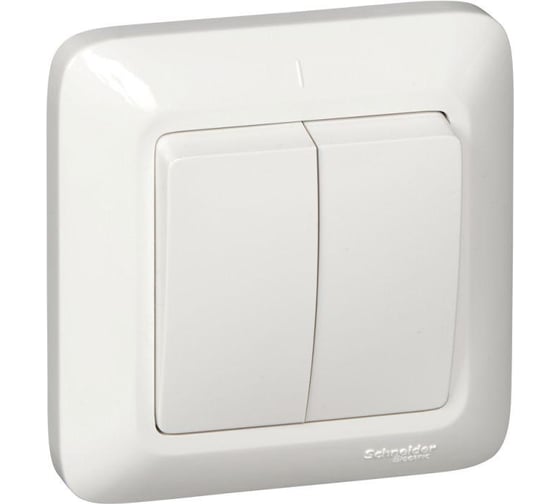 Выключатель Schneider Electric 2-клавишный СП Прима 10А белый SchE ВС5У-218 VS5U-218-B ВС5У-218-б 1