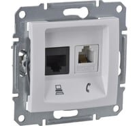 Механизм розетки Systeme Electric телефонная+компьютерная 1-м RJ11+RJ45 Sedna белая SchE SDN5100121