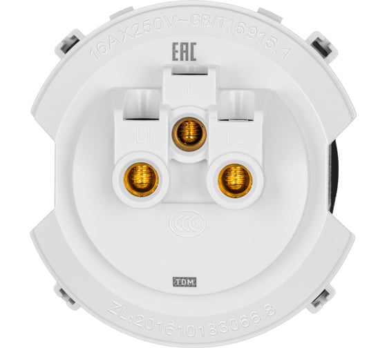 1-клавишный выключатель TDM ELECTRIC 16а, 250в, проходной, кнопочный механизм, шампань, "байкал" SQ1819-0523
