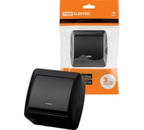 1-клавишный выключатель TDM ELECTRIC открытой установки, с подсветкой, IP44, 10А, графит, "Селигер" SQ1818-0303