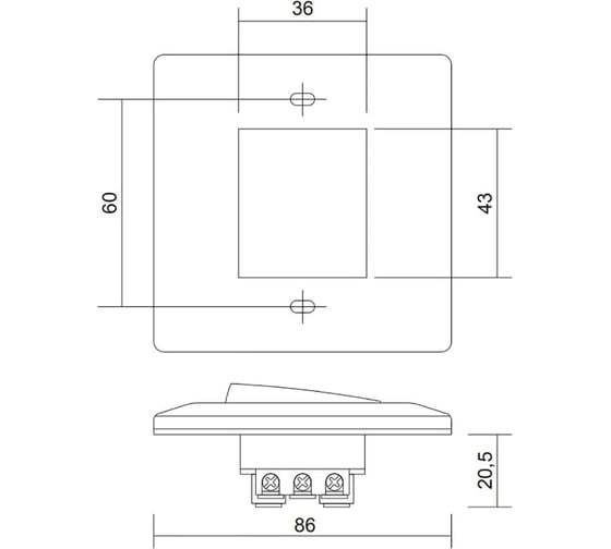Розетка с выключателем мебельная DORI 86x86мм GLS 45656