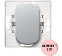 Механизм 1-клавишного однополюсного выключателя с узкой кнопкой Aling-conel EON набор 3 шт., 10AX 250V серебряный /арт. / E605U.S Н3