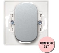 Механизм 1-клавишного однополюсного выключателя с узкой кнопкой Aling-conel EON набор 5 шт., 10AX 250V серебряный /арт. / E605U.S Н5