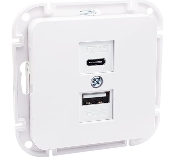 Механизм розетки Type-C+USB Bylectrica 3А серия АСТРУМ, белый РП5-6562