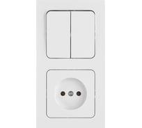 Блок (2-клавишный выключатель + розетка) Bylectrica скрытая установка серия АСТРУМ, белый 2В-РЦ-7521