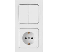 Блок (2-клавишный выключатель + розетка с заземлением) Bylectrica скрытая установка серия АСТРУМ, белый 2В-РЦ-7522
