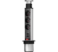 Блок розеток Mebax 105S 3 секции Серебро Механический d=60мм 2 USB 00-00000824