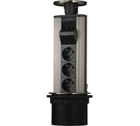 Блок розеток Mebax 12S 3 секции Серебро+Серый Механический d=100мм 2 USB 00-00000831