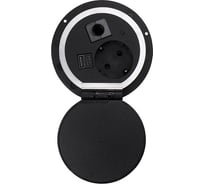 Встраиваемая розетка Mebax 51 1 секции Серебро+Черный Механический 00-00000828