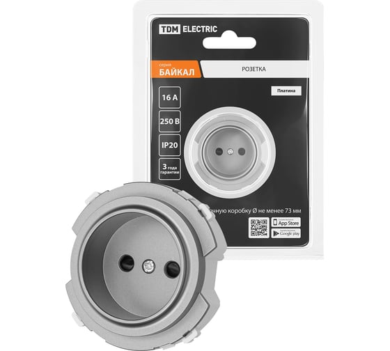 Розетка TDM ELECTRIC 2п 16а 250в с защитными шторками платина, "байкал" SQ1819-0308 1