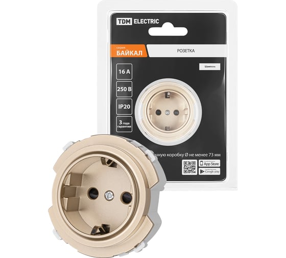 Розетка TDM ELECTRIC 2п+з 16а 250в с защитными шторками шампань, "байкал" SQ1819-0507