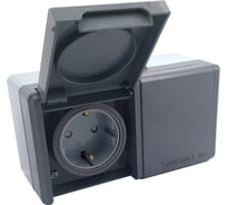 2-местная розетка Bylectrica с земл., шторки, IP55 серия ПРАЛЕСКА АКВА РА16-0156 (03)
