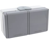 2-местная розетка Bylectrica с земл., шторки, IP55 серия ПРАЛЕСКА АКВА РА16-0156 (03)