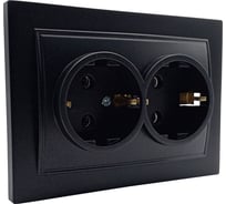 Розетка 2-местн. BylectricaСУ, с земл.., ALEGRA-THOR, metallic, матовый черный 27381025