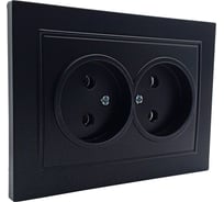 Розетка 2-местн. BylectricaСУ, ALEGRA-THOR, metallic, матовый черный 27381024
