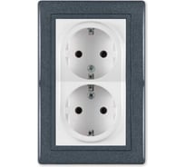 Двойная розетка Aling-conel PRESTIGE с заземлением 16A 250V графит-белый-графит /арт. / 604.20