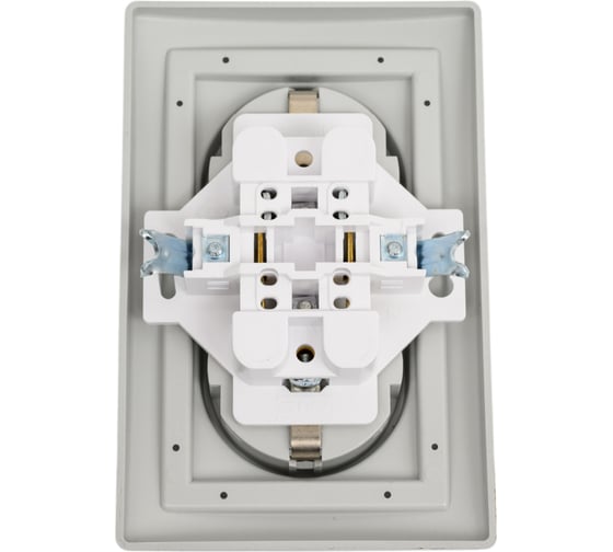 Двойная розетка Aling-conel PRESTIGE с заземлением 16A 250V серебро-графит-серебро /арт. / 604.S2