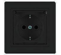 Розетка Aling-conel PRESTIGE с заземлением с крышкой 16A 250V чёрная soft touch /арт. / 633.E1E1