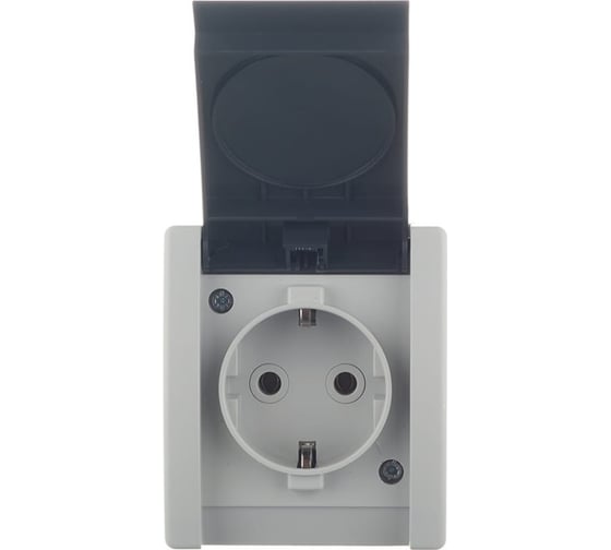 Накладная розетка Aling-conel POWER с заземлением керамическое основание IP44 16A 250V серая-графитовая /арт. / 241.1A
