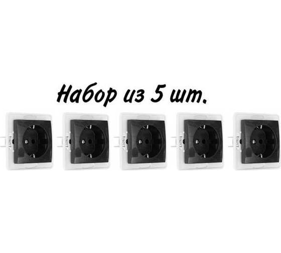 Механизм розетки Aling-conel PRESTIGE /набор 5 шт./ с заземлением 16A 250V графитовая /арт. / 6030.2 Н5