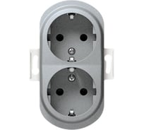Механизм двойной розетки с заземлением Aling-conel EON 16A 250V серебряная /арт. / E604.S