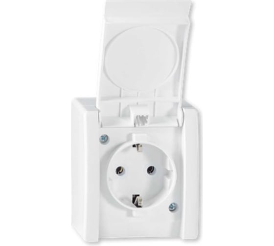 Розетка Aling-conel POWER с заземлением накладная керамическое основание IP44 16A 250V белая /арт. / 241.00