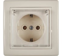 Розетка Aling-conel PRESTIGE с заземлением с крышкой керамическое основание 16A 250V кремовая /арт. / 603.99