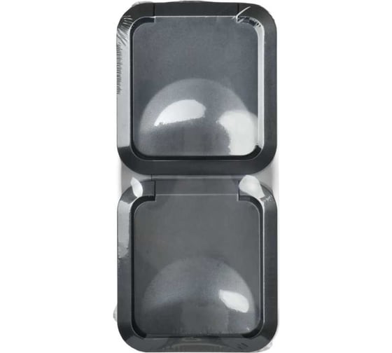 Розетка IEK Tors 2-ая с з/к кр. вертикальная 16а ip55 ts132 графит TS-R26-16-55-V-K53