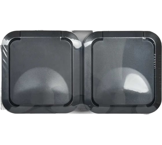 Розетка IEK Tors 2-ая с з/к кр. горизонтальный 16а ip55 ts122 графит TS-R26-16-55-G-K53