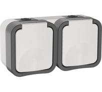 Розетка IEK Tors 2-ая с з/к кр. горизонтальная 16а ip55 ts222 белый TS-R26-16-55-G-K41