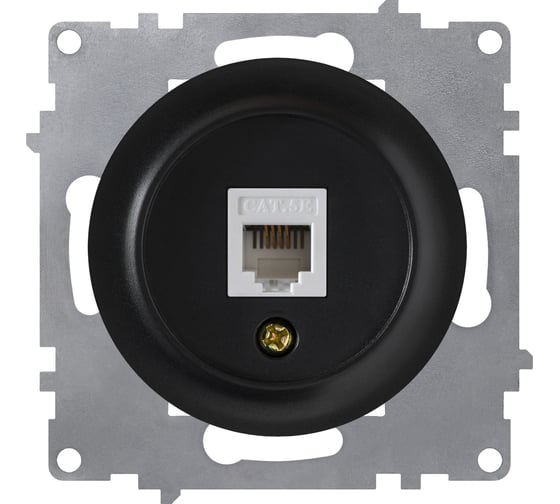 Компьютерная розетка OneKeyElectro 1xRJ45 категория 5e, цвет чёрный 1E20701303 2172816