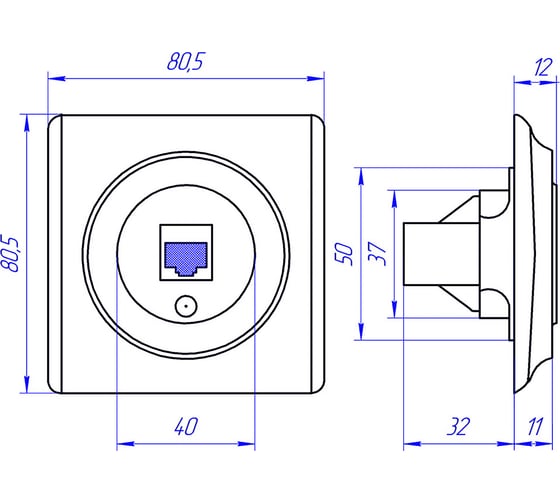 Розетка компьютерная RJ-45 OneKeyElectro, цвет бежевый 1E20701301 2172793