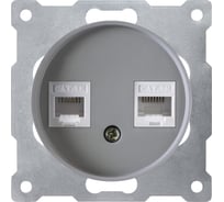 Двойная компьютерная розетка OneKeyElectro RJ45 кат.5e, цвет серый 1E20901302 2172807