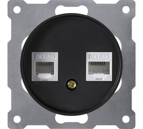 Розетка компьютерная RJ-45 OneKeyElectro, двойная, цвет чёрный 1E20901303 2172818