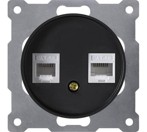 Розетка компьютерная RJ-45 OneKeyElectro, двойная, цвет чёрный 1E20901303 2172818