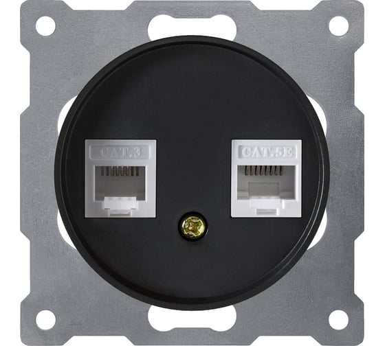 Телефонная/компьютерная розетка RJ-11/RJ-45 OneKeyElectro, цвет чёрный 1E20801303 2172817