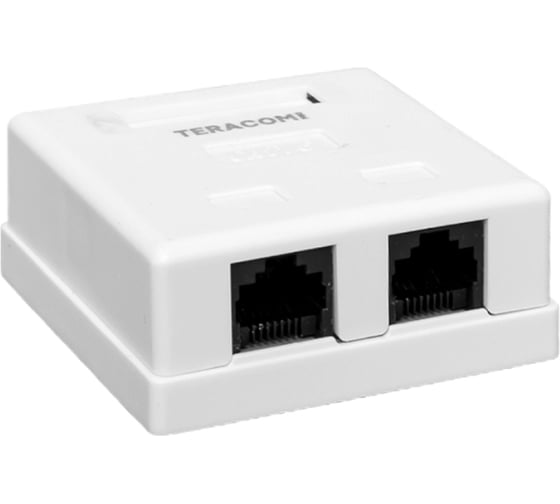 Розетка настенная неэкранированная rj-45 EKF teracom pro cat.6, 2 порта dual idc белая TRP-WBOX-2RJ45-6UTP-WH